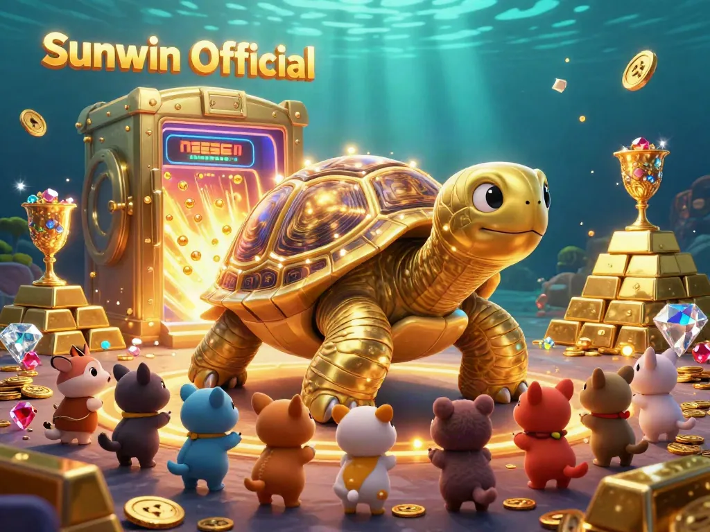 Enjoy thrilling gameplay at Sunwin Official with our golden tortoise pinball machine illustration, symbolizing fun and excitement.