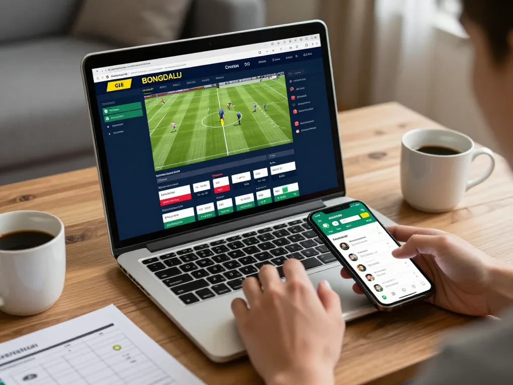 BONGDALU user placing bets on live sports events through a laptop interface.