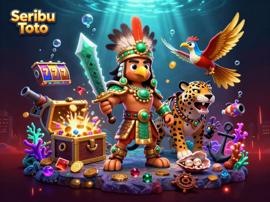 Spin the lucky reels with Seribu Toto's vibrant casino scene featuring action-packed characters.
