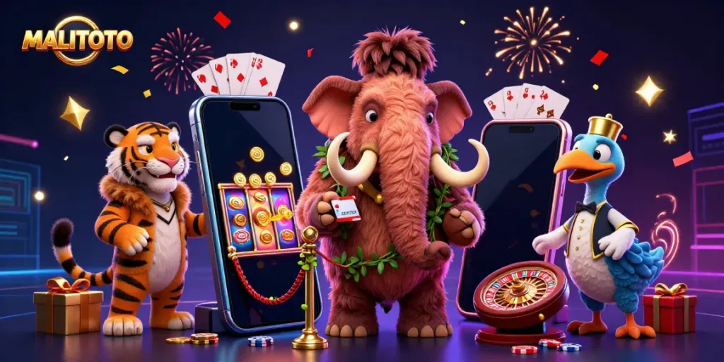 Experience the thrill of MALITOTO with our exciting casino illustration featuring vibrant characters and game elements.