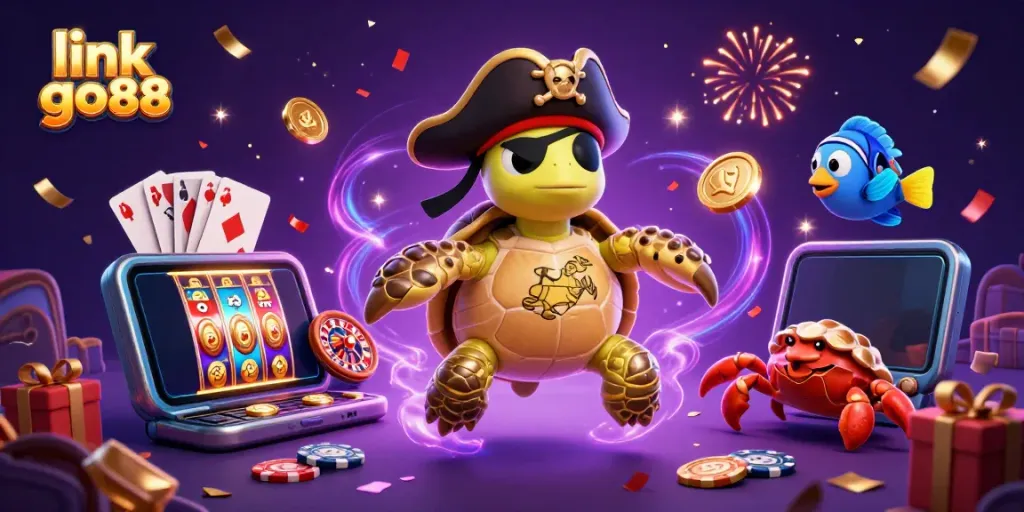Engage in thrilling gameplay at link go88 with a vibrant casino scene featuring vivid characters and gaming elements.