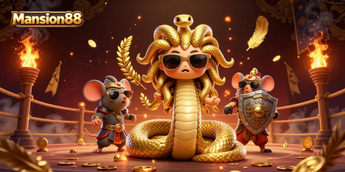 Mansion88 offers dynamic cockfighting scenes with friendly Medusa and a warrior mouse. Join the action now!