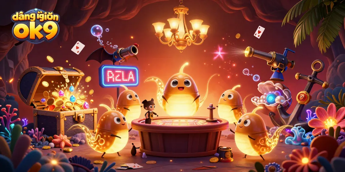 Engage in the vibrant world of đăng nhập ok9 with glowing glowworms lighting a dynamic casino scene.