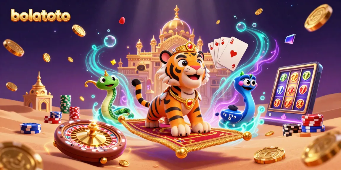 BOLATOTO inviting players to win big with vibrant casino-themed 3D illustration