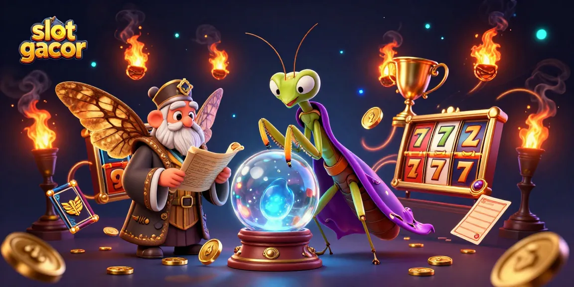 Spin the reels at slot gacor and watch the golden trophy shine in this vibrant fantasy illustration.