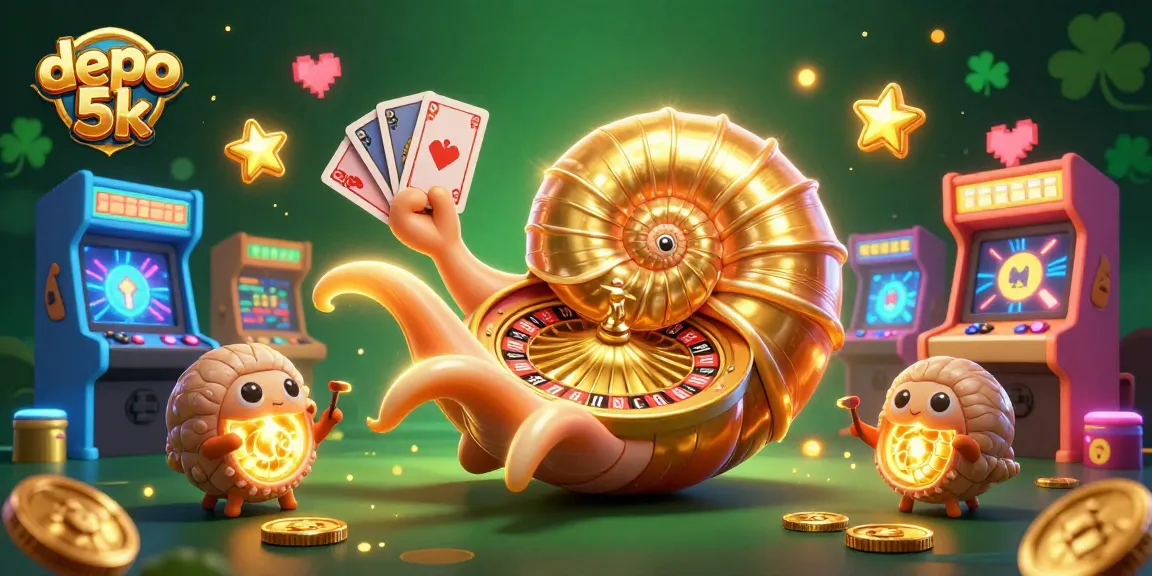 Experience big wins at depo 5k with our colorful slots featuring a giant nautilus and glowing game elements.