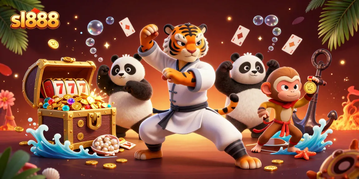 Experience thrilling gameplay with sl888, where a kung fu tiger and panda disciple enjoy jackpot slots.